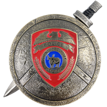 Load image into Gallery viewer, Suffolk County Police Department Shield with removable Sword Challenge Coin Set Long Island SCPD EL9-004 - www.ChallengeCoinCreations.com