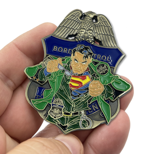 CBP Border Patrol Agent Superman BPA Thin Green Line Challenge Coin Man of Steel MM-006 - www.ChallengeCoinCreations.com
