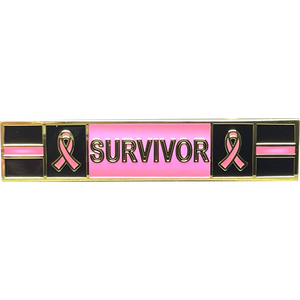 Thin Pink Line Breast Cancer Survivor commendation bar pin Police Style Breast Cancer Awareness Month BL14-021 - www.ChallengeCoinCreations.com
