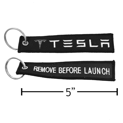 Tesla 3 X S Y REMOVE BEFORE LAUNCH Keychain or Luggage Tag or black zipper pull SpaceX EL5-020 LKC-16 - www.ChallengeCoinCreations.com