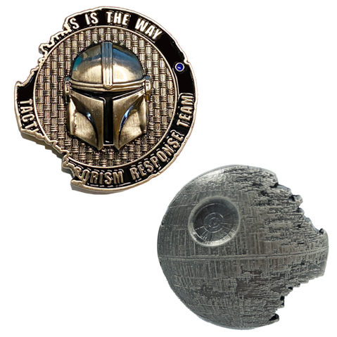 TACTICAL TERRORISM RESPONSE TEAM 4 TTRT CBP Challenge Coin Mandalorian Boba Fett Star Wars inspired Death Star FF-014 - www.ChallengeCoinCreations.com