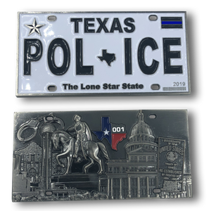 Texas Police License Plate Challenge Coin Border Patrol, Sheriff, CBP, Law Enforcement  H-004 - www.ChallengeCoinCreations.com