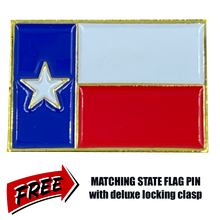 Load image into Gallery viewer, Texas BACKS THE BLUE Thin Blue Line Police Challenge Coin with free matching State Flag pin back the blue Sheriff trooper BL3-005 - www.ChallengeCoinCreations.com