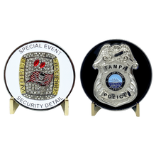 Load image into Gallery viewer, Tampa Bay Bucs Police Department Special Event Buccaneers Security Detail Brady Super Bowl Ring Challenge Coin BL11-002 - www.ChallengeCoinCreations.com