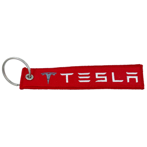 Tesla 3 X S Y REMOVE BEFORE LAUNCH Keychain or Luggage Tag or red zipper pull SpaceX EL6-020 LKC-15 - www.ChallengeCoinCreations.com