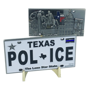 Texas Police License Plate Challenge Coin Border Patrol, Sheriff, CBP, Law Enforcement  H-004 - www.ChallengeCoinCreations.com