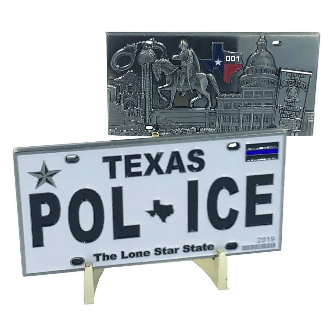 Texas Police License Plate Challenge Coin Border Patrol, Sheriff, CBP, Law Enforcement  H-004 - www.ChallengeCoinCreations.com