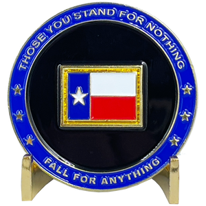 Texas BACKS THE BLUE Thin Blue Line Police Challenge Coin with free matching State Flag pin back the blue Sheriff trooper BL3-005 - www.ChallengeCoinCreations.com