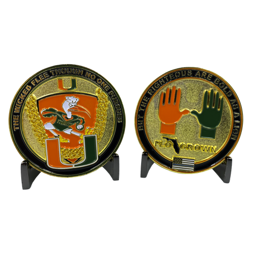 The U Universtiy of Miami Challenge Coin Miami Canes Turnover Chain UM EE-018 - www.ChallengeCoinCreations.com