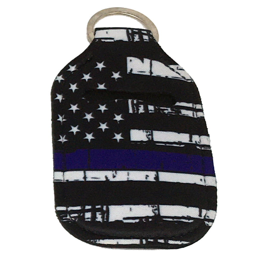 Thin Line Flag Neoprene Sanitizer Lotion Keychain First Responders Blue Green Red Gold Gray RWB