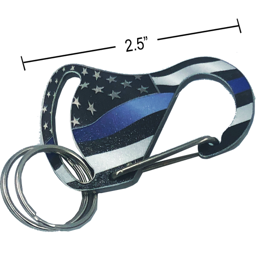 Thin Blue Line Carabiner Keychains with 2 key rings police nypd lapd chicago atf cbp fbi 2.5 inch carabiner with 2 key rings 2-CB - www.ChallengeCoinCreations.com