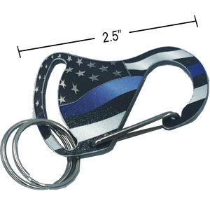 Thin Blue Line Carabiner Keychains with 2 key rings police nypd lapd chicago atf cbp fbi 2.5 inch carabiner with 2 key rings 2-CB - www.ChallengeCoinCreations.com