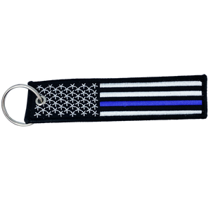 Thin Blue Line Police Flag Law Enforcement Keychain or Luggage Tag or zipper pull CBP FBI ATF LAPD NYPD CPD EE-001 LKC-04 - www.ChallengeCoinCreations.com