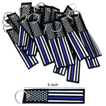 Load image into Gallery viewer, Thin Blue Line Police Flag Law Enforcement Keychain or Luggage Tag or zipper pull CBP FBI ATF LAPD NYPD CPD EE-001 LKC-04 - www.ChallengeCoinCreations.com