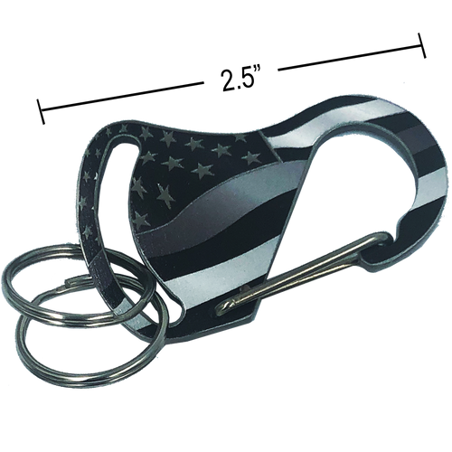 Thin Gray Line Carabiner Keychains with 2 key rings police correctional officer corrections CO 1-CB - www.ChallengeCoinCreations.com