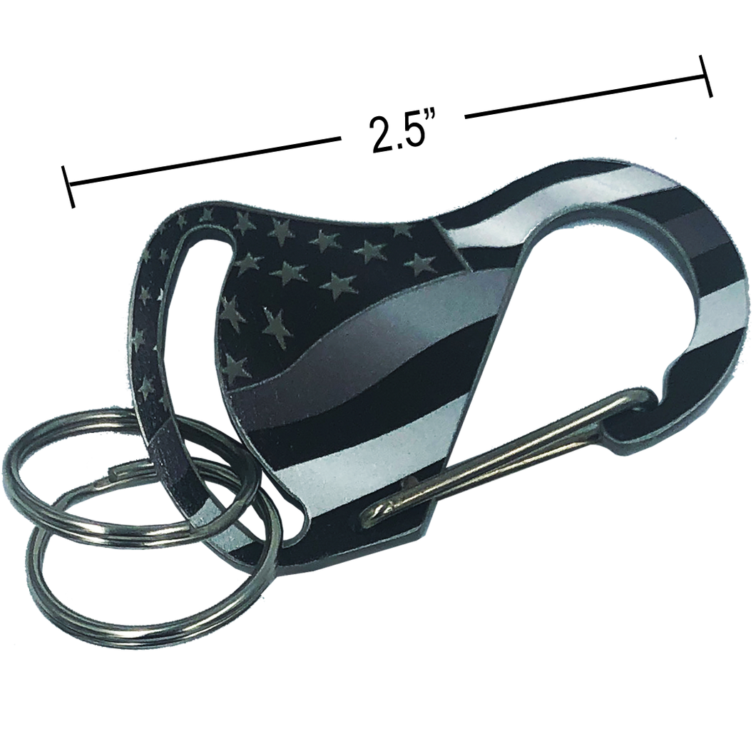 Thin Gray Line Carabiner Keychains with 2 key rings police correctional officer corrections CO 1-CB - www.ChallengeCoinCreations.com
