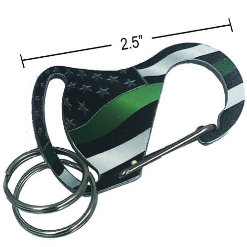 Thin Green Line Carabiner Keychains with 2 key rings police Border Patrol Sheriff Army Marines Security 3-CB - www.ChallengeCoinCreations.com