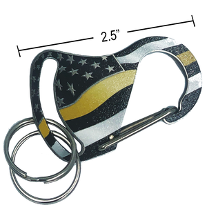 Thin Gold Line Carabiner Keychains with 2 key rings dispatcher yellow security 4-CB - www.ChallengeCoinCreations.com
