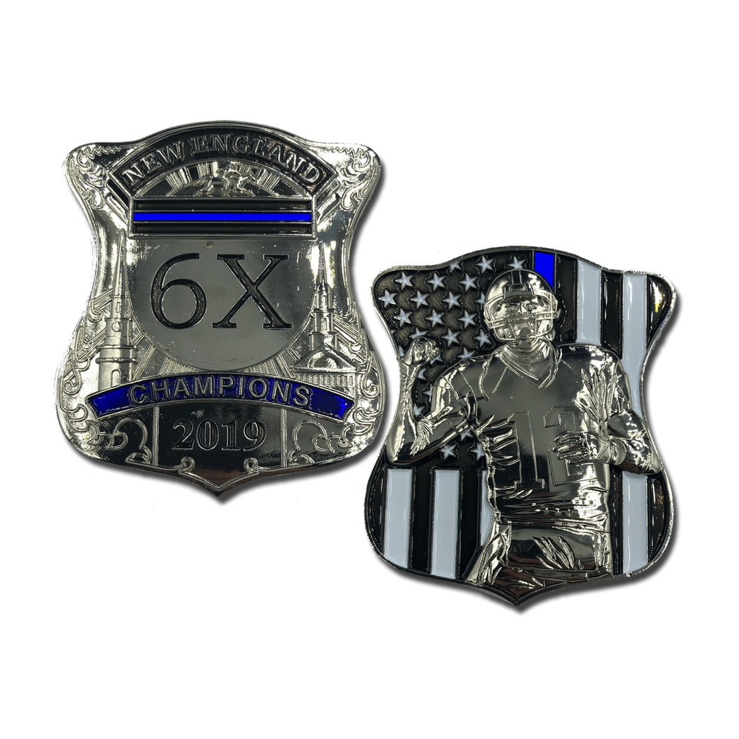 Silver Tom Brady New England Patriots inspired Challenge Coin Boston Police G-011