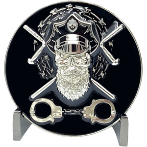 Correctional Officer CO Thin Gray Line Beard Gang Skull Challenge Coin Corrections Tools of The Trade EL1-014 - www.ChallengeCoinCreations.com