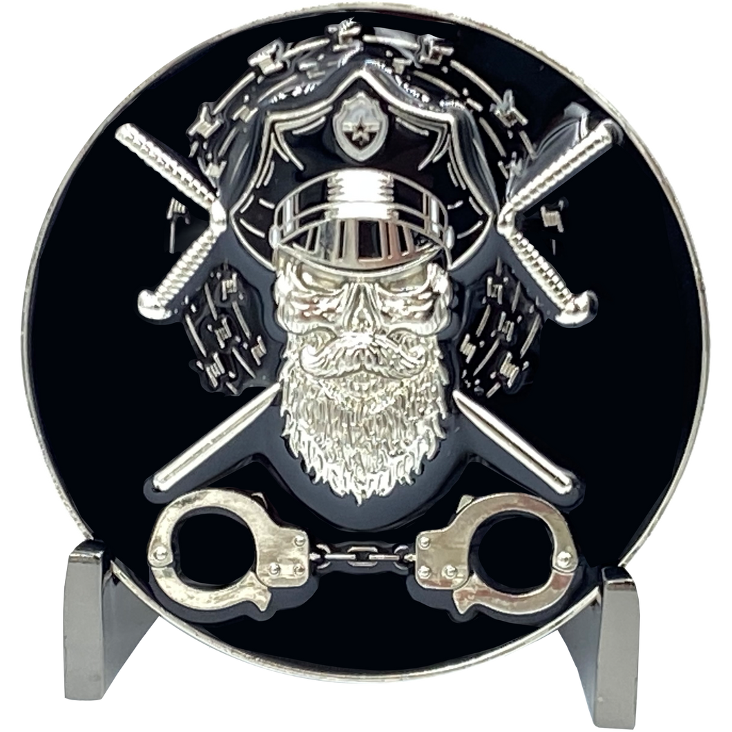 Correctional Officer CO Thin Gray Line Beard Gang Skull Challenge Coin Corrections Tools of The Trade EL1-014 - www.ChallengeCoinCreations.com