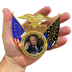 President Trump Pro-Gun, Life, Police Don't Tread on Me, We The People, Betsy Ross, 2nd Amendment Challenge Coin Medallion 45 Donald J BL2-009 - www.ChallengeCoinCreations.com