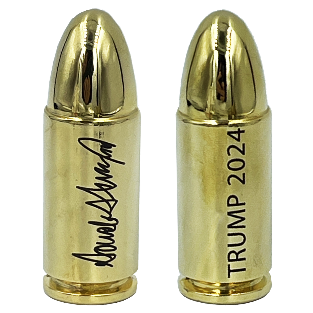 24 KT Gold plated President Donald J. Trump 2024 MAGA inert replica 2A challenge coin round BL4-015 - www.ChallengeCoinCreations.com