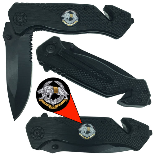 Ukrainian Special Operations Forces collectible 3-in-1 Police Tactical Rescue Knife for with Seatbelt Cutter, Steel Serrated Blade, Glass Breaker 22-K