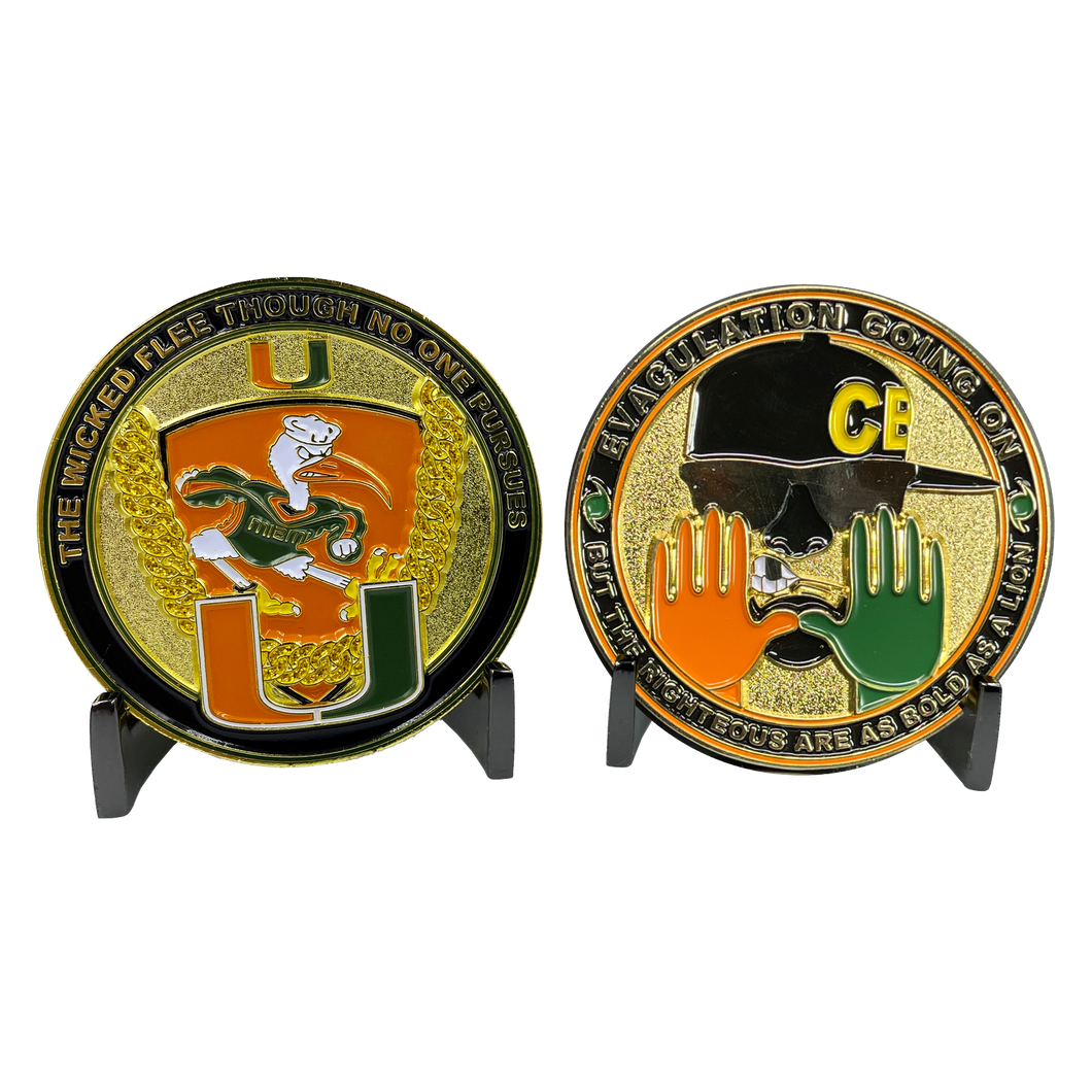 The U challenge coin Miami Canes Turnover Chain UM CBP CBPO cbp Officer Field Ops BL5-017 - www.ChallengeCoinCreations.com