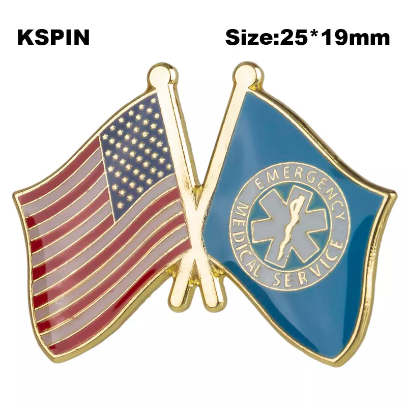 USA Flag Star of Life EMS Rescue EMT Paramedic Flag Lapel Pin FREE USA SHIPPING SHIPS FREE FROM THE USA P-028A