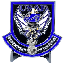 Load image into Gallery viewer, U.S. Air Force Security Forces Police USAF SP Defensor Fortis Challenge Coin DL2-17 - www.ChallengeCoinCreations.com