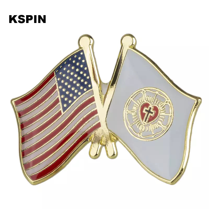 USA and Lutheran Flags Lapel Pin FREE USA SHIPPING SHIPS FREE FROM THE USA ZQ-83A