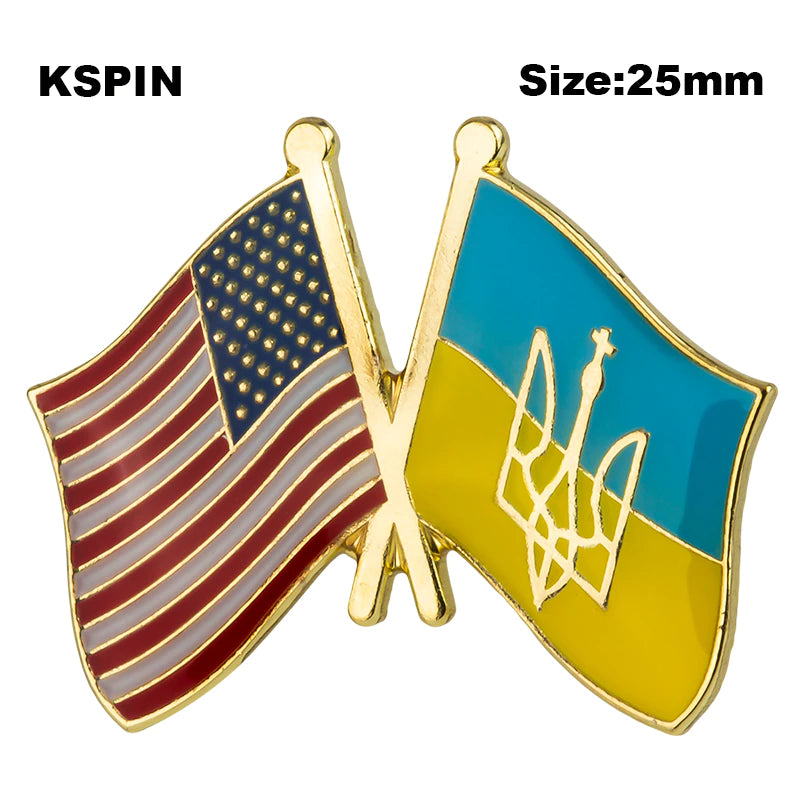 U.S. American Flag and Ukrainian Flag Lapel Pin FREE USA SHIPPING SHIPS FREE FROM THE USA P-180A