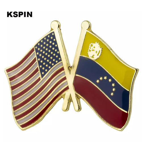 USA Venezuela Friendship Flags Lapel Pin FREE USA SHIPPING SHIPS FREE FROM THE USA ZQ-119A