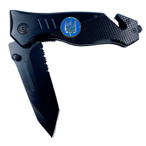 Ukraine Armed Forces Ukrainian Army Navy Air Force Military collectible 3-in-1 Police Tactical Rescue Knife with Seatbelt Cutter, Steel Serrated Blade, Glass Breaker 16-K