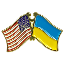 Load image into Gallery viewer, Support Ukraine Flag US lapel pin Kiev Hero President Volodymyr Zelenskyy Solidarity NATO EL7-023 ZQ-224A