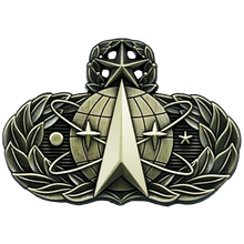 Load image into Gallery viewer, Space Force Ops United States Air Force USAF Master Space Operations Master Badge 1.625&quot; Lapel Pin with dual posts and deluxe locking clasps EL2-008 - www.ChallengeCoinCreations.com