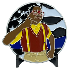 Load image into Gallery viewer, Urkel BLUE Family Matters thin blue line police challenge coin BL10-002 - www.ChallengeCoinCreations.com