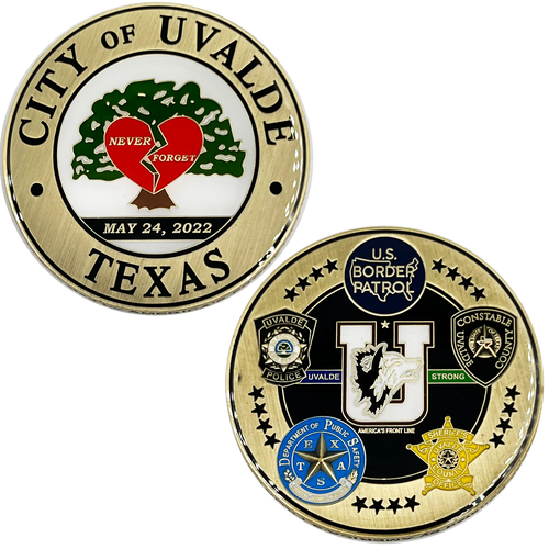 Uvalde Texas Challenge Coin Police Constable Border Patrol Department of Public Safety Sheriff BL1-06