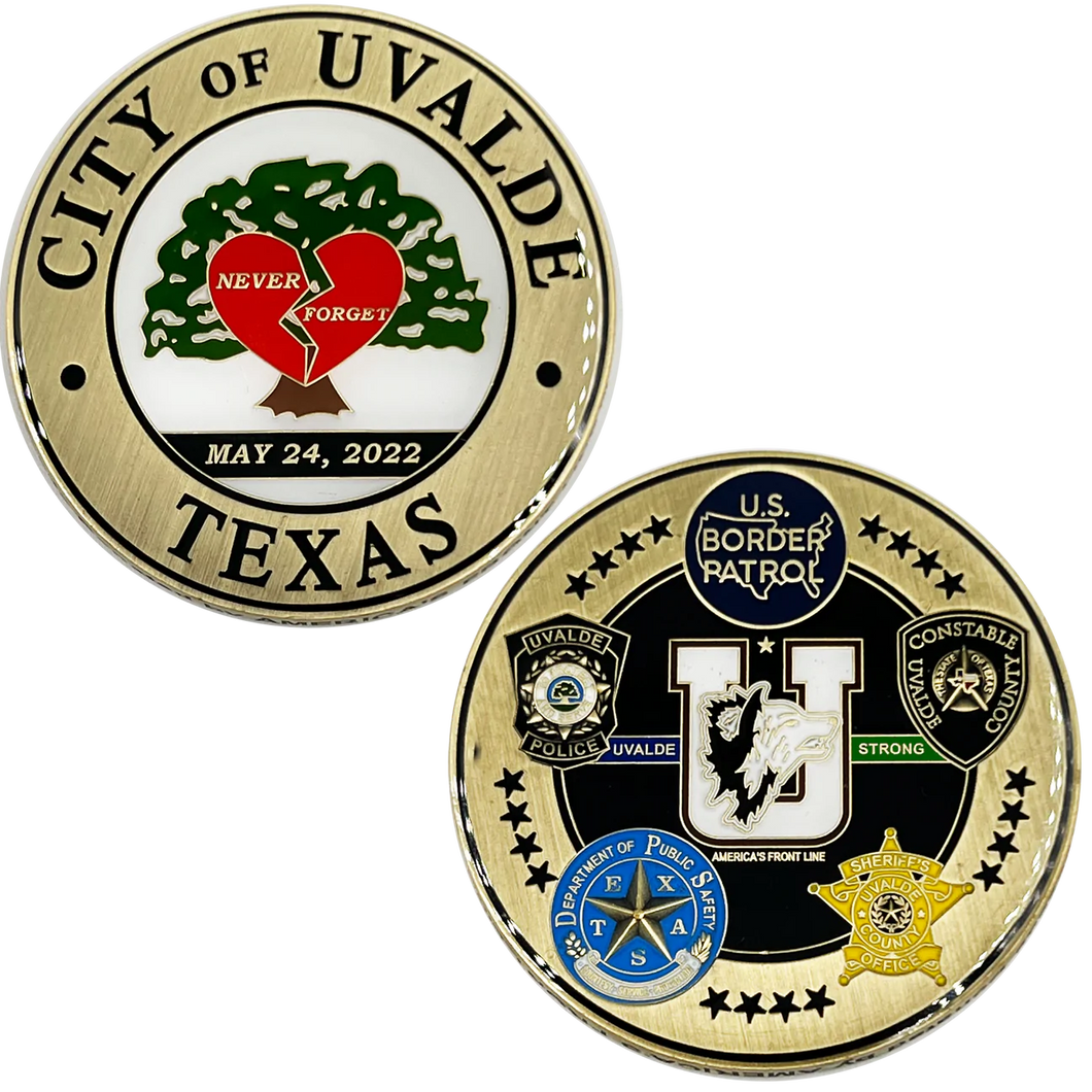Uvalde Texas Challenge Coin Police Constable Border Patrol Department of Public Safety Sheriff BL1-06
