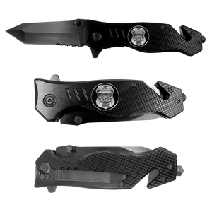 Veterans Affairs Police 3-in-1 Tactical Rescue tool with Seatbelt Cutter Steel Serrated Blade Glass