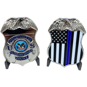VA Veterans Affairs Challenge Coin Police Thin Blue Line Flag JJ-007 - www.ChallengeCoinCreations.com