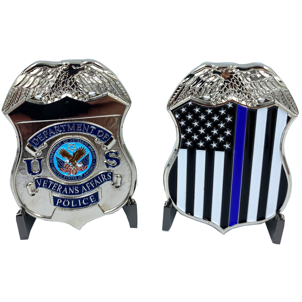 VA Veterans Affairs Challenge Coin Police Thin Blue Line Flag JJ-007 - www.ChallengeCoinCreations.com