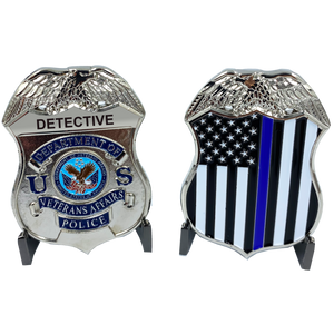 DETECTIVE VA Veterans Affairs Administration Challenge Coin Police Thin Blue Line Flag EL2-017 - www.ChallengeCoinCreations.com