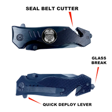 Load image into Gallery viewer, Veterans Affairs Police 3-in-1 Tactical Rescue tool with Seatbelt Cutter Steel Serrated Blade Glass