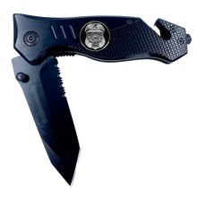 Load image into Gallery viewer, Veterans Affairs Police 3-in-1 Tactical Rescue tool with Seatbelt Cutter Steel Serrated Blade Glass