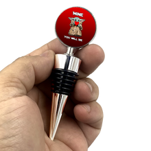 Load image into Gallery viewer, Star Wars Mandalorian Inspired The Child Baby Yoda Mine You Will Be Valentines Day Wine Bottle Stopper - www.ChallengeCoinCreations.com