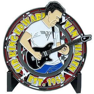 Sir Eddie Van Halen Guitar Pick Challenge Coin with facsimile autograph BL2-004 - www.ChallengeCoinCreations.com