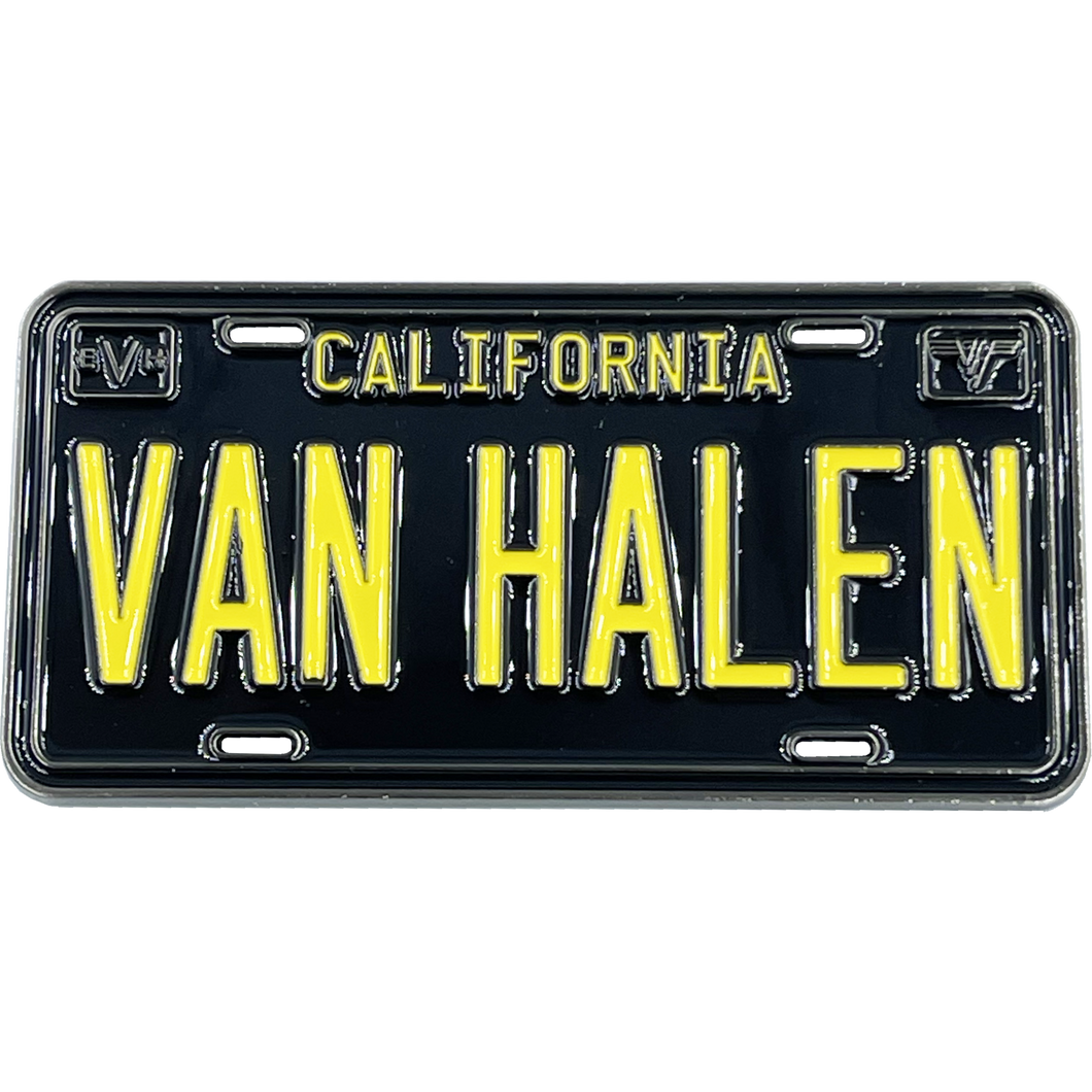 Large 3 inch Eddie Van Halen California License Plate Pin BL12-020 - www.ChallengeCoinCreations.com