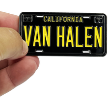 Load image into Gallery viewer, Large 3 inch Eddie Van Halen California License Plate Pin BL12-020 - www.ChallengeCoinCreations.com